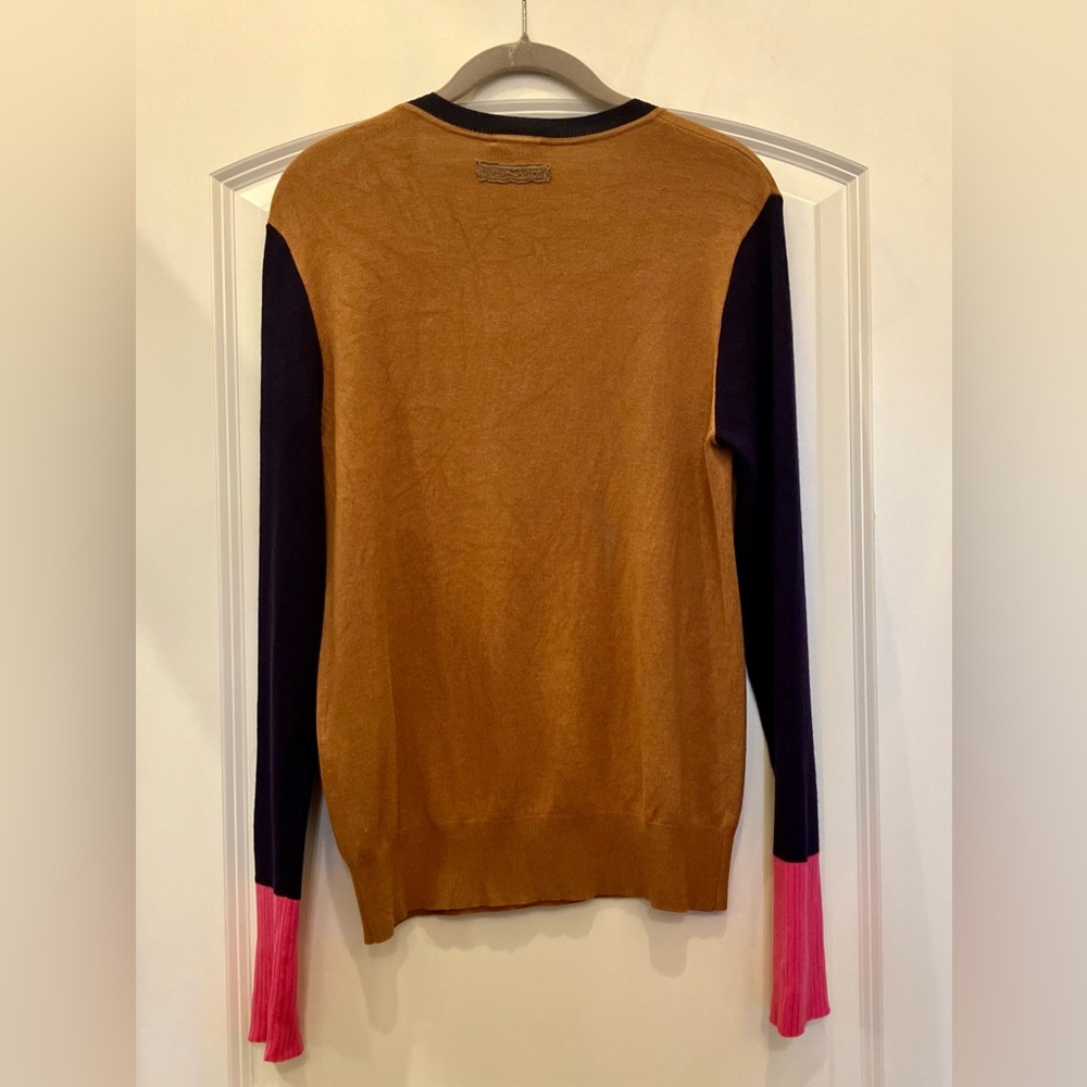 NWT Shopbop HEARTMADE Julie Fagerholt Kyrit Colorblock Sweater L Camel/Navy/Pink - Picture 11 of 16